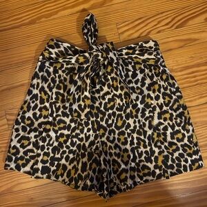 J.Crew cotton poplin pleated shorts with waist bow belt